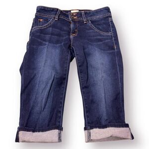 Hudson Womens Flap Pocket Jeans Low Rise Size 26‎ Dark Blue Wash Y2K Cropped